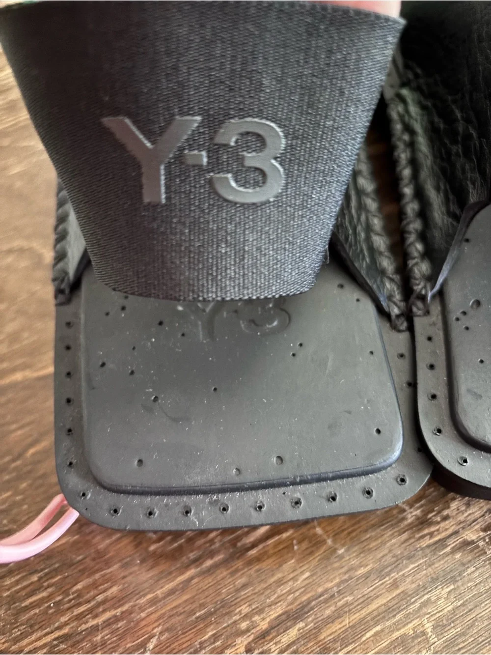 Y-3 Men's Black Leather Crisscross Sling Sandals